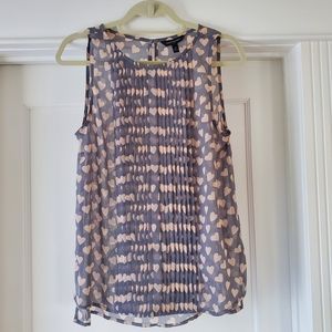 Banana republic sheer pleated chiffon heart shirt, pink and purple, size medium